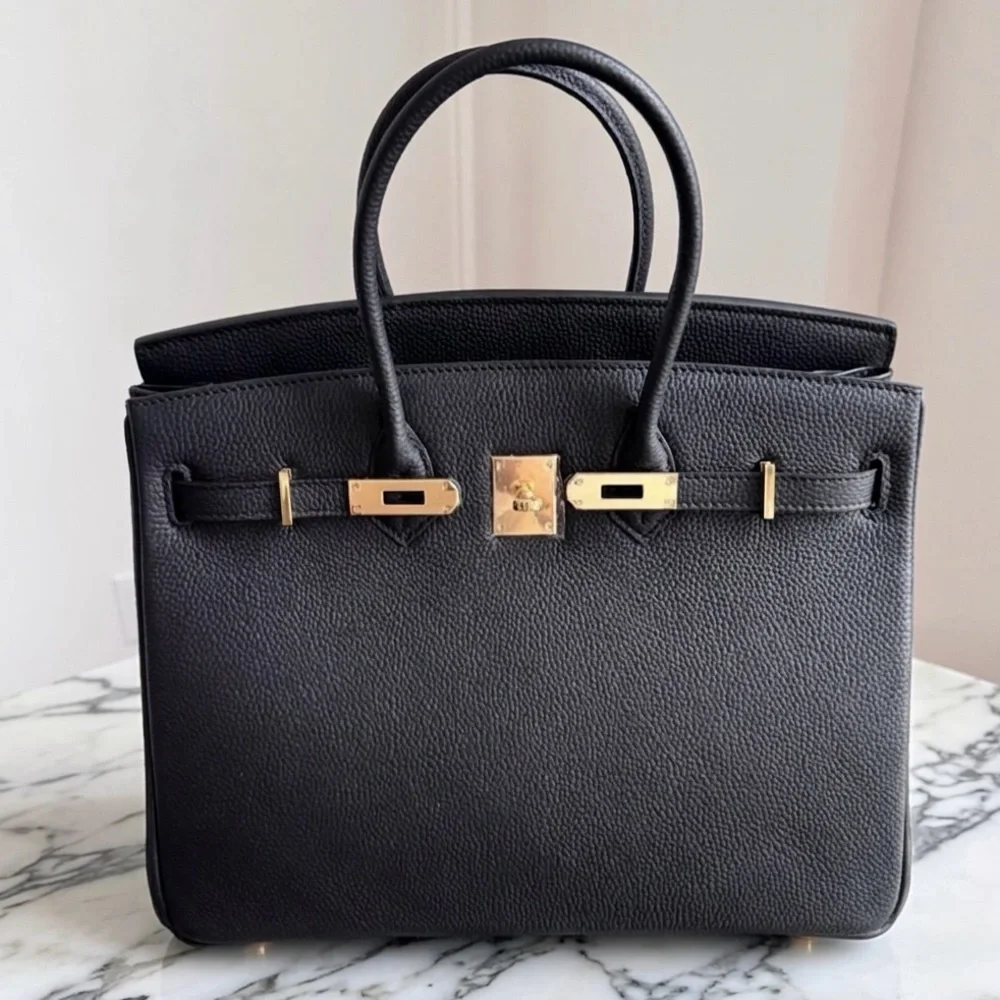 The Ellington 35 - Noir - Large Top Handle Satchel Bag - Genuine Leather